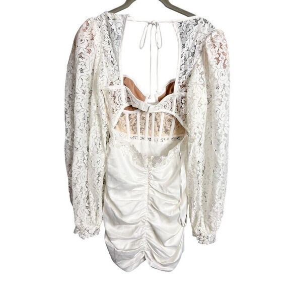 New For Love and Lemons Lacey Mini Dress Size Small Corset Long Sleeve Bridal - Picture 7 of 8